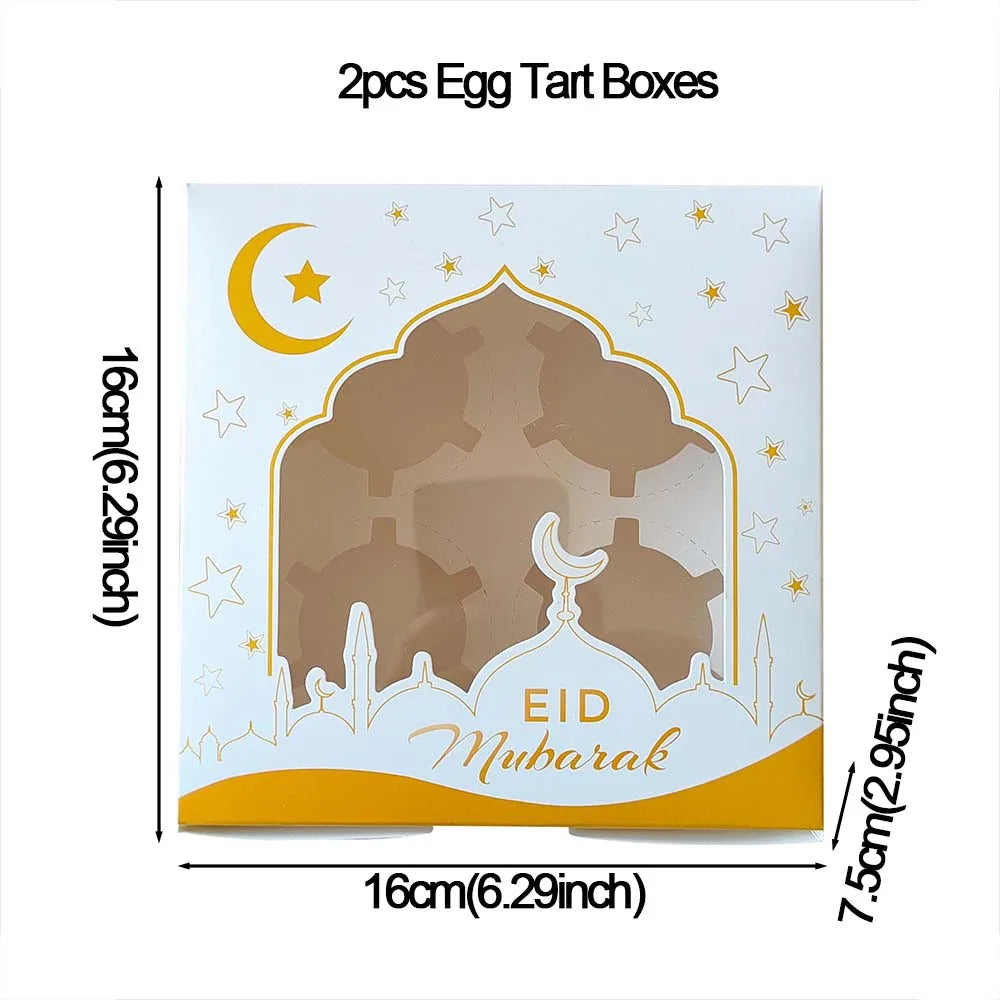 Gold Eid Mubarak Disposable Tableware Star Moon Gilded Plate Cup Gift Box EID Party Supplies 2024 Ramadan Mubarak Kareem Decor