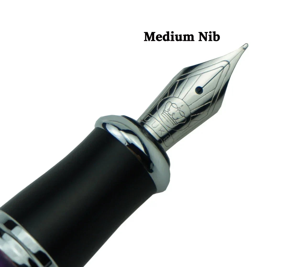 Duke 2009 Black Fountain Pen Memory Charlie-Chaplin Big Size Unique Style, Medium / Bent Nib Heavy Business Office Writing Pen