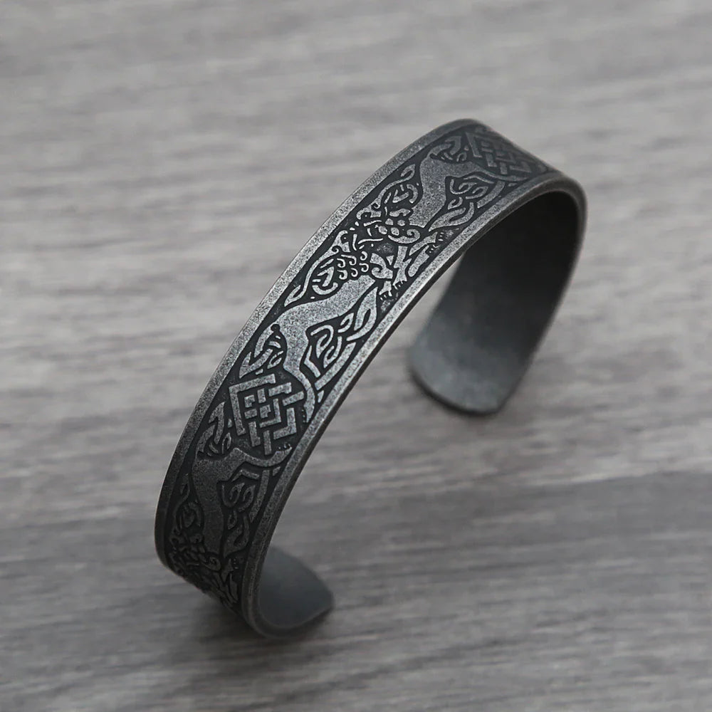 Black Stainless Steel Viking Rune Bracelets For Men Women Retro Viking Tree of Life Bracelet Biker Fashion Jewelry Amulet Gift