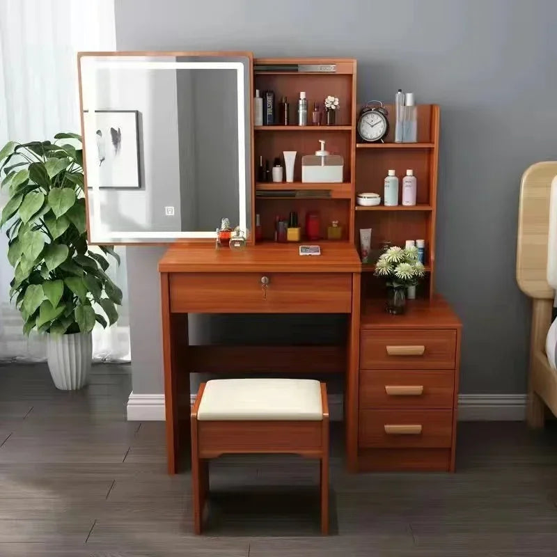 Dressing Table Length Drawers Amp Stool  Bedroom Small Apartment Simple Modern Sliding Mirror Simple Storage Cabinet Furniture