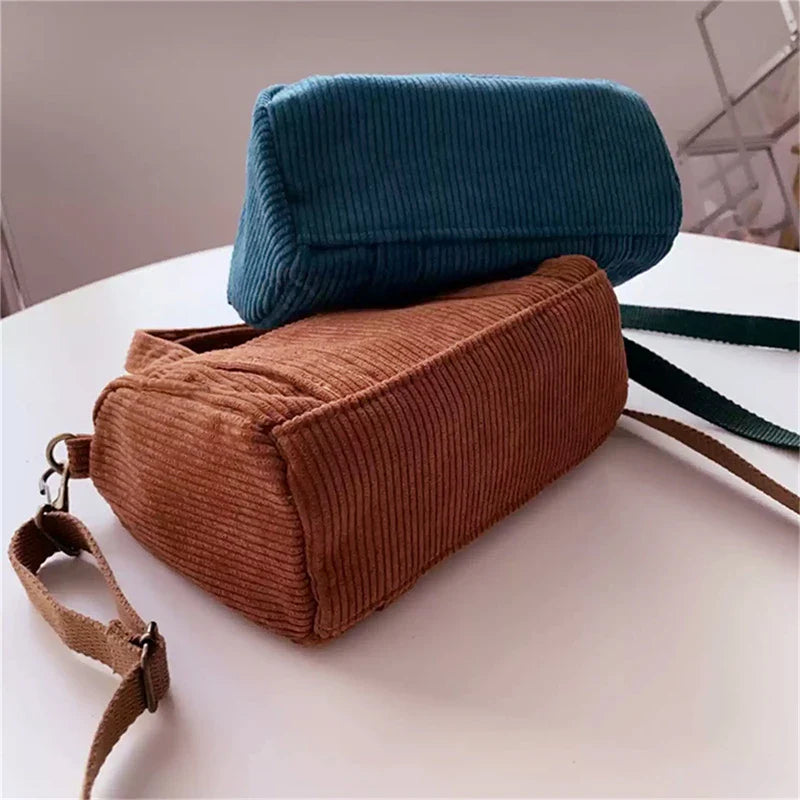 New Women's Mini Corduroy Shoulder Bag Female Canvas Handbag Zipper Totes Ladies Casual Purse Cloth Pouch For Girl