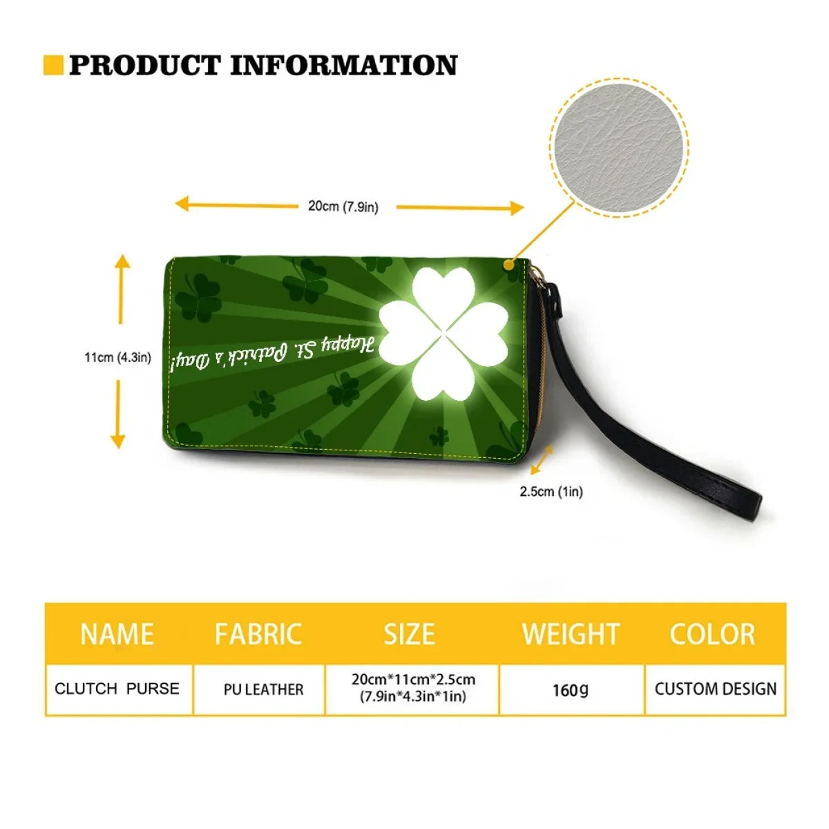 St. Patrick S Day Lucky Shamrock Women Wallet Irish Day Green Theme PU Leather Girls Purse Portable Travel Long Ladies Wallets