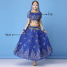 New Bollywood Costume Set Belly Dance Performance Clothes Chiffon Sequin Skirt Set Adult Women Indian Dance Costume Set