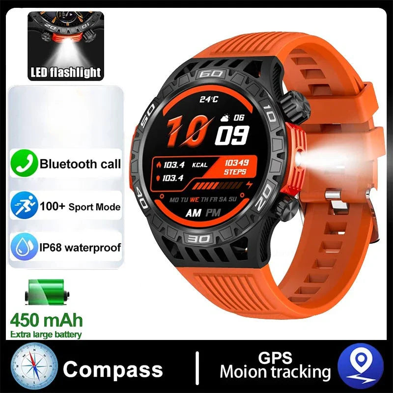 2024 New Smart Watch Men Outdoor Military Sports Fitness IP68 Waterproof Watch Bluetooth Call Heart Rate Detection Smart Watch