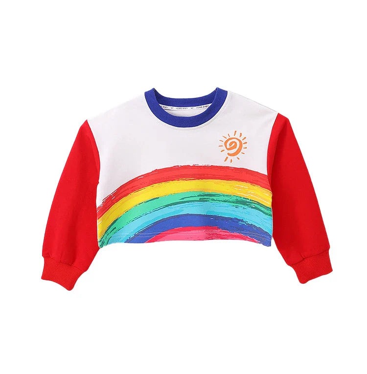 Kids Hip Hop Rainbow Striped Top Street Dance Skirts Boys Sweatshirt Joggers Pants Jazz Clothes Sets Children Girls Streetwear