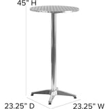 Furniture Mellie 23.25" Round Aluminum Indoor-Outdoor Bar Height Table with Flip-Up Table