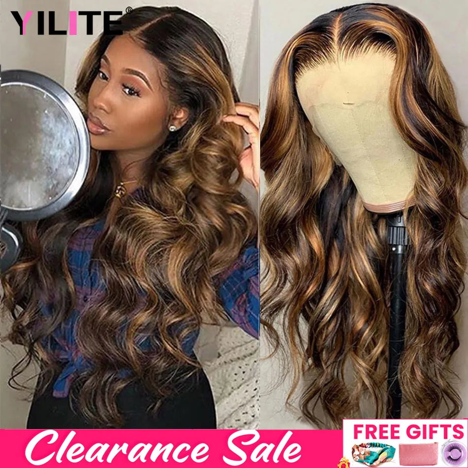 Highlight Wig 13x6 Hd Lace Frontal Wig Honey Blonde Body Wave Lace Front Human Hair Wigs For Women 360 Glueless HD Full Lace Wig