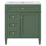 30'' Bathroom Vanity with Top Sink,Bathroom Storage Cabinet with 2 Drawers and a Tip-out Drawer, Single Sink Bathroom Vanity