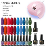 Mtssii  13/16Pcs Gel Nail Polish Set With 36W UV Lamp Dryer Manicure Kit Semi Permanent Soak Off Base Top Coat Nail Art UV Gel