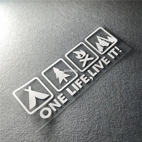 One Life Live it Camping Outdoor Enthusiast Car Sticker Wild Survival Quadruple Decal for Vehicle Auto Window Tail Body