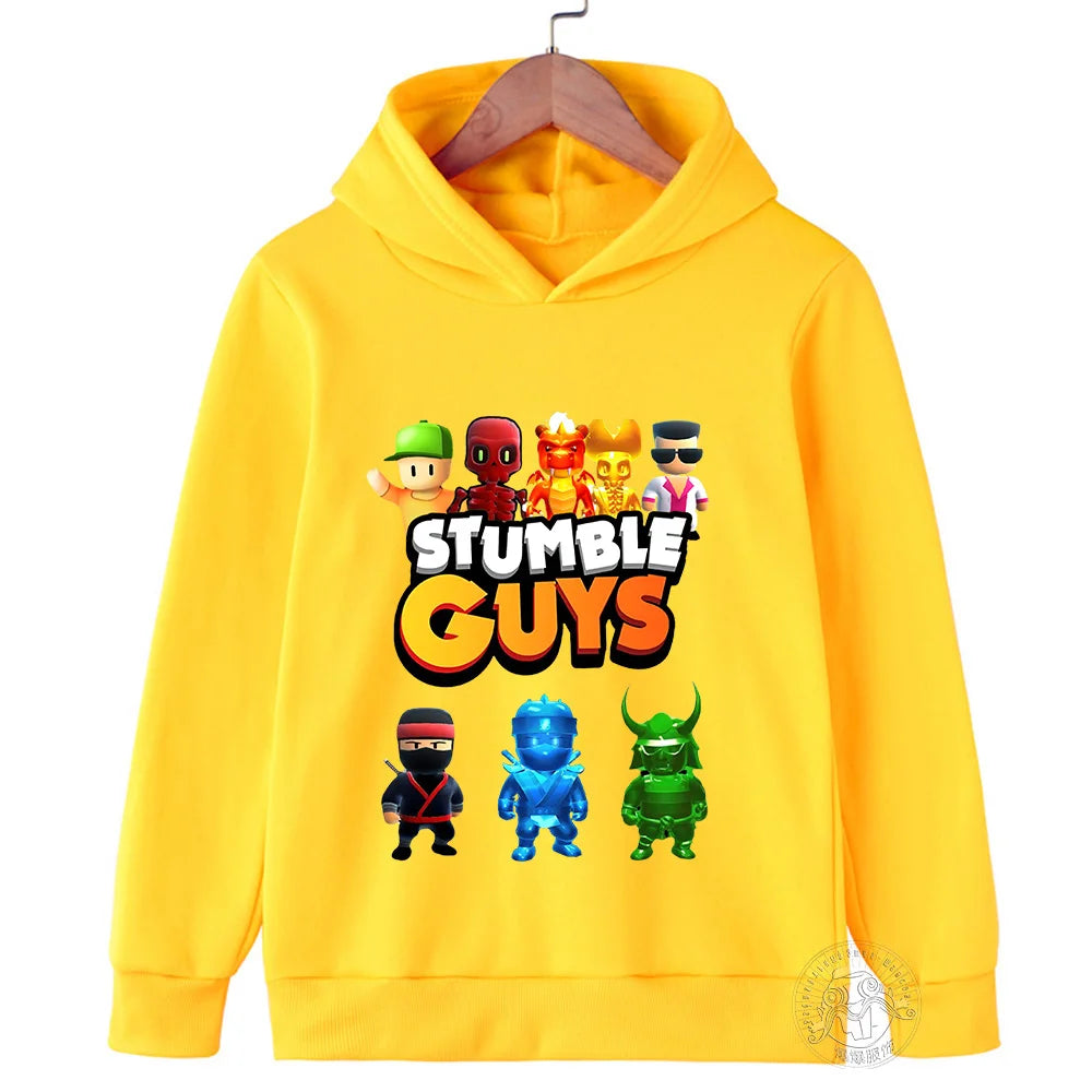 Kids Anime Stumble Guys Hooded Sweatshirts Long Sleeve Pullover Boys Girls Game Print Hoodies Stumble Guys Children Hoodie Tops