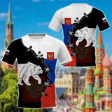 Russia Men's T-shirts Casual Loose Round Neck Russian Flag Short Sleeved Tops Tees Men's Clothing Oversized T-shirt Streetwear