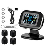 Auto Security Alarm Systems With 4 Pcs External Sensor Wireless Mini Car Tire Pressure Monitoring System USB TPMS