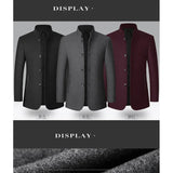 BROWON Brand Winter Coat Men Chinese Style Stand Collar Solid Coats for Men 2024 Autumn and Winter Business Casual Woolen Jacket