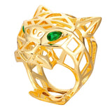 Zlxgirl jewelry High-grade hollow design smooth faceted leopard ring beauty wedding finger rings best couple anel gifts free bag