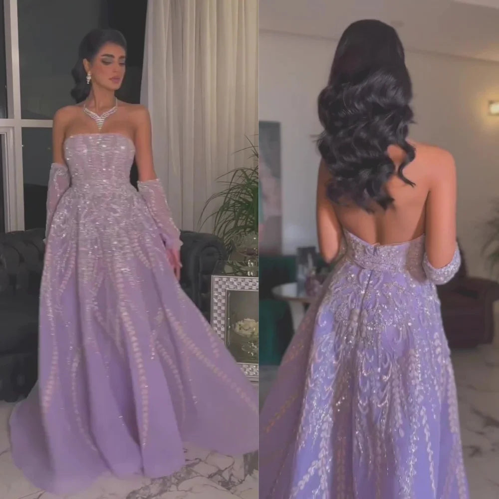 Prom Dress Saudi Arabia Exquisite Strapless A-line Floor Length Es Rhinestone Organza Customized Dresses