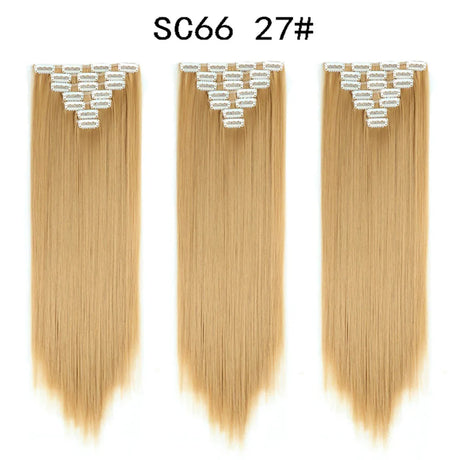 Set Hair Clip In Hair Extensions With Clips Hairpieces Synthetic Extension False/Fake Hair Blonde Eunice Hair Long Hair Pieces