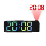 180° Arm Digital Projection Alarm Clock Night Mode Power-off Memory Table Clock 12H/24H Bedroom Electronic LED Clock