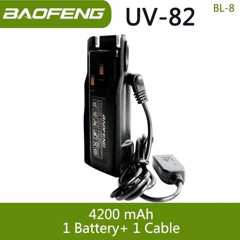 Baofeng UV 82 BL-8 Battery Walkie Talkie Ham Radio 2800/3800/4200 mAh Enlarge UV82 Plus UV-8D UV-82WX Original Radio Accessories