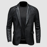 Men's Casual Leather Dress Suit Coat Casual Pu Blazers Jacket Casual Blazer Jackets Men Leather Jakcets