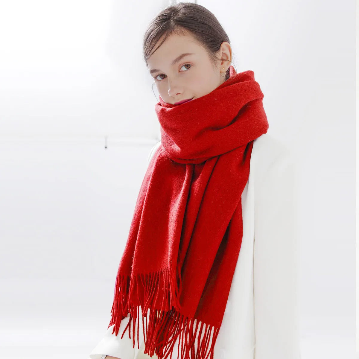 Cashmere Scarf Women Winter Shawls and Wraps for Ladies Stole Fame Solid Warps Winter Cashmere Wool Scarves Luxury Pashmina