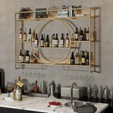 Luxury Metal Bar Cabinet Wine Spice Rack Open Hanging Mobile Bottle Alcohol Floating Display Bar Para Hogar Bar Accessories