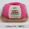 QJH 10PCS 100% Organic Cotton Yarn Pure/Mixed Color Yarn, Knitting Yarn - Crochet Yarn Soft 10 Strands Hank Yarn Machine Washabl