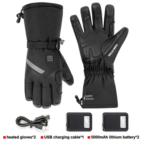 2023 Heated Motorcycle Gloves Guantes Moto USB Electric Heating Gloves Warmer Thermal Biker Motorcyclist Riding Gloves Winter