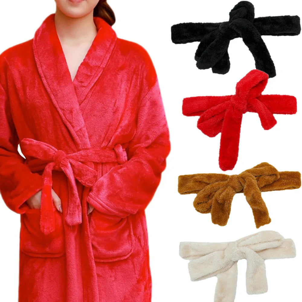 Women’s Soft Plush Pajamas Bathrobe Replacement Belts Solid Flannel Wrap Tie Waist Belt