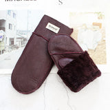 Sheepskin Fur Mittens Women's Leather Wool Color Winter Warmth Thickening Outdoor Cold-Proof Boy Student Windproof Gloves