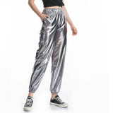 Women Nightclub Pole Dance Trousers Hip Hop Slacks Dj Costume Street Dance Stage Wear Party Holographic Pants Cheerleading Loose