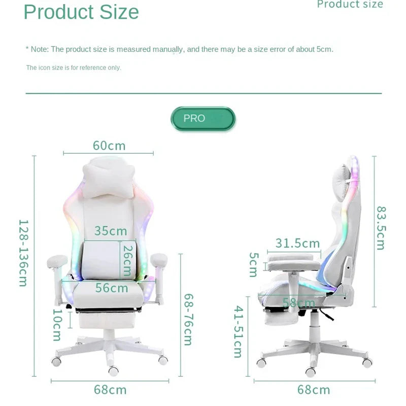 2023 New Fashion Panda Gaming Chair Girls Home Office Computer Chair Lift Rotation PRO with Light Learning Reclining Sofa Cтул