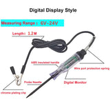 Car Truck Voltage Circuit Tester 6V 12V 24V DC Digital Display Long Probe Pen Light Bulb Automobile Diagnostic Tool Auto Repair