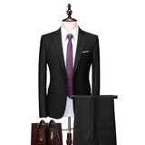 Boutique (Blazer + Trousers) Men's British Style Elegant Fashion High-end Simple Casual Gentleman Best Man Suit Two-piece Suit