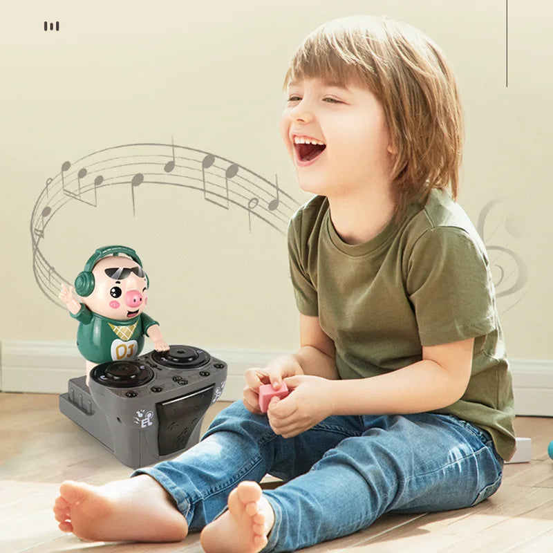 Dances DJ Rock Robot Pig baby Toys Electric Light Music Fun Electronic Pig Waddles Musical Toy For Christmas Thanksgiving Gift