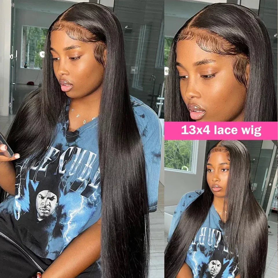 Transparent 360 Lace Frontal Wig 4x4 Lace Closure Wig Straight 13x4 Lace Front Human Hair Wigs For Black Women 30 Inch