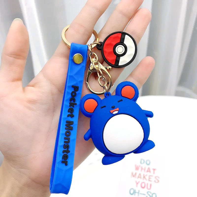 Pokemon Keychain Anime Figures Pikachu Cartoon Key Chain Charmander Psyduck Fashion Bag Keyring Pendant Accessories Toy Kid Gift