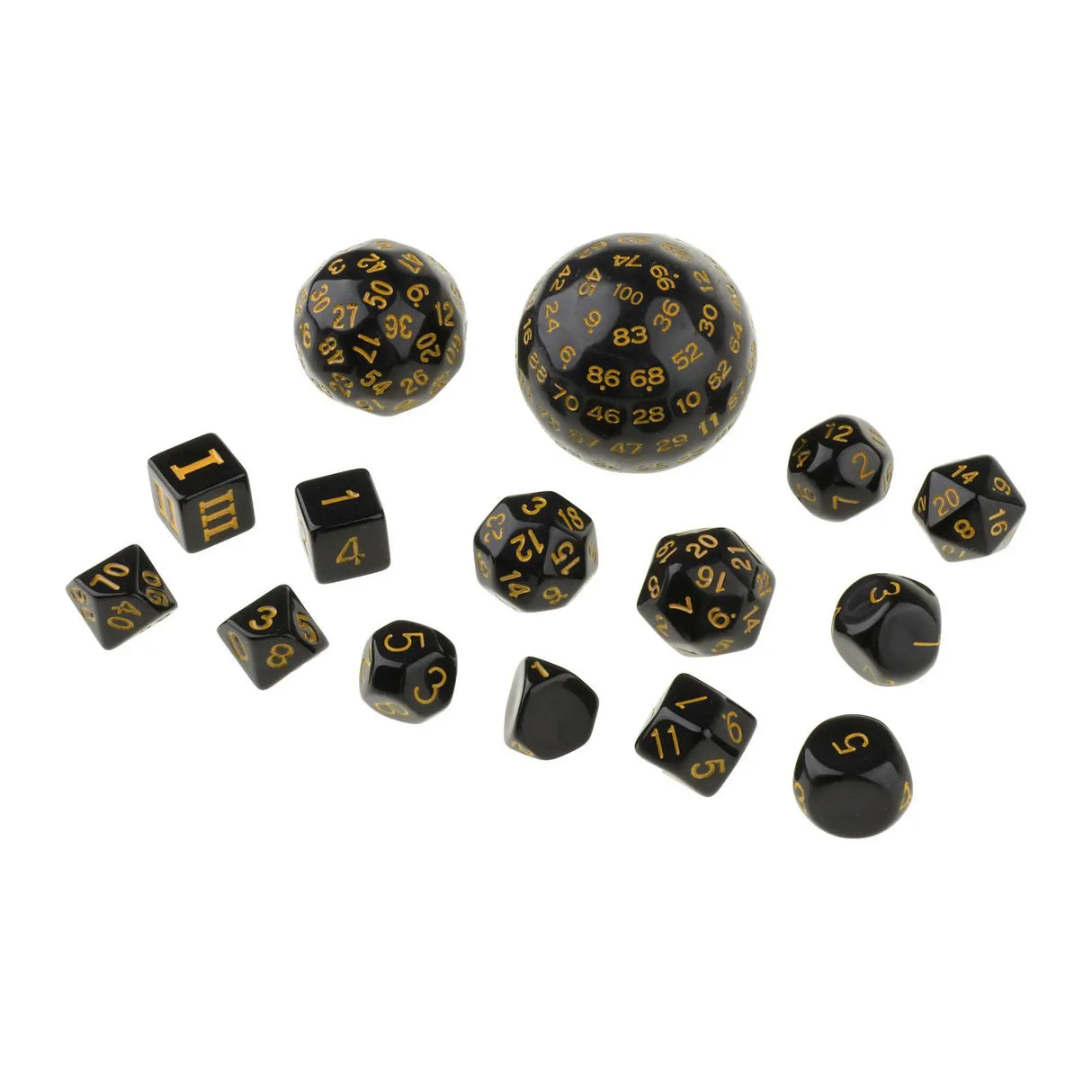 15pcs/set Acrylic Polyhedral Numeral Dice Set  D60 D30 D24 D20 D16 D12 D10 D8 D7 D5 D4 for   RPG  Toys