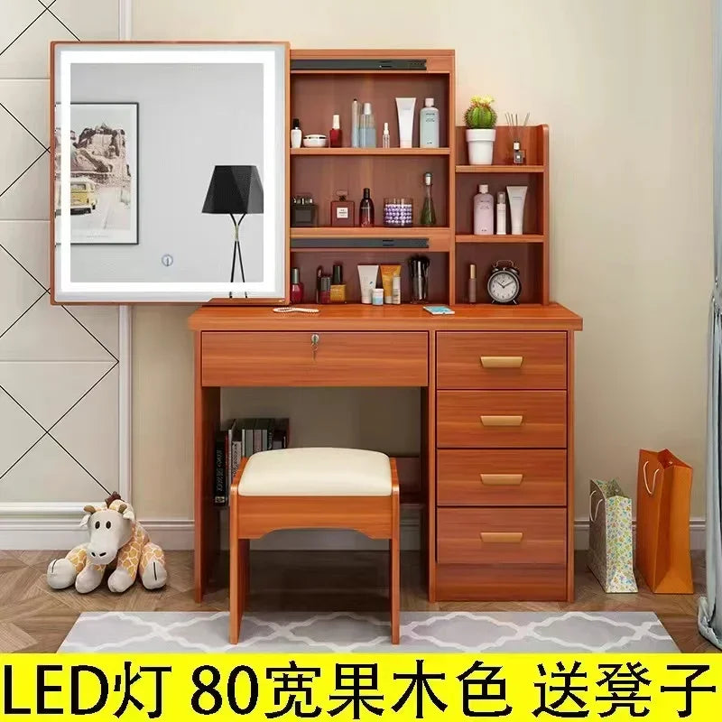 Dressing Table Length Drawers Amp Stool  Bedroom Small Apartment Simple Modern Sliding Mirror Simple Storage Cabinet Furniture