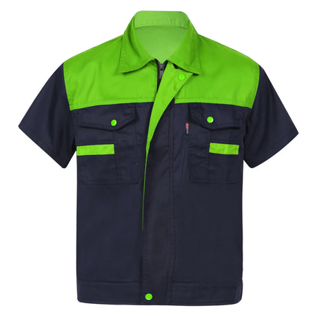 Men Women Short Sleeve Work Coat Workshop Shirts Motor Mechanic Uniform with Two-pocket T-shirts Man Workshop Overalls Top