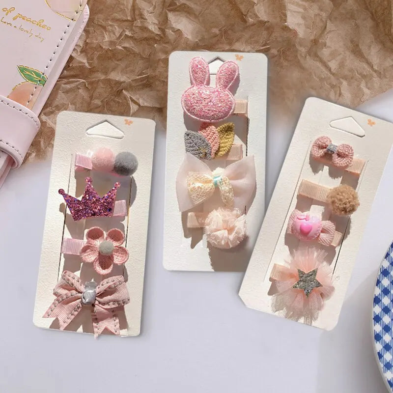 12Pcs Set Animal Crown Flower Baby Hairpins Sweet Princess Girls Barrettes Kids Hair Accessories