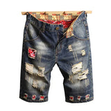 Blue Mens Ripped Short Jeans Clothing Bermuda Cotton Shorts Breathable Denim Shorts Male New Fashion Size 28-40