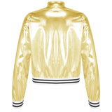 Kids Girls Shiny Baseball Jacket Bolero Disco Blazer Street Dance Wear Long Sleeve Metallic Zipper Bomber Coat Outerwear