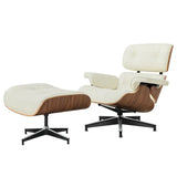 US Inventory Modern Living Room Lounge Chairs Arm Chair with Ottoman Stool Genuine Leather