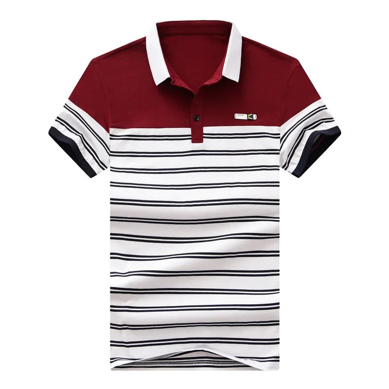 2023 New Summer Men Classic Striped Polo Mens Cotton Short-Sleeved Embroidered Business Casual Hot Polo Shirt Male Dropshipping