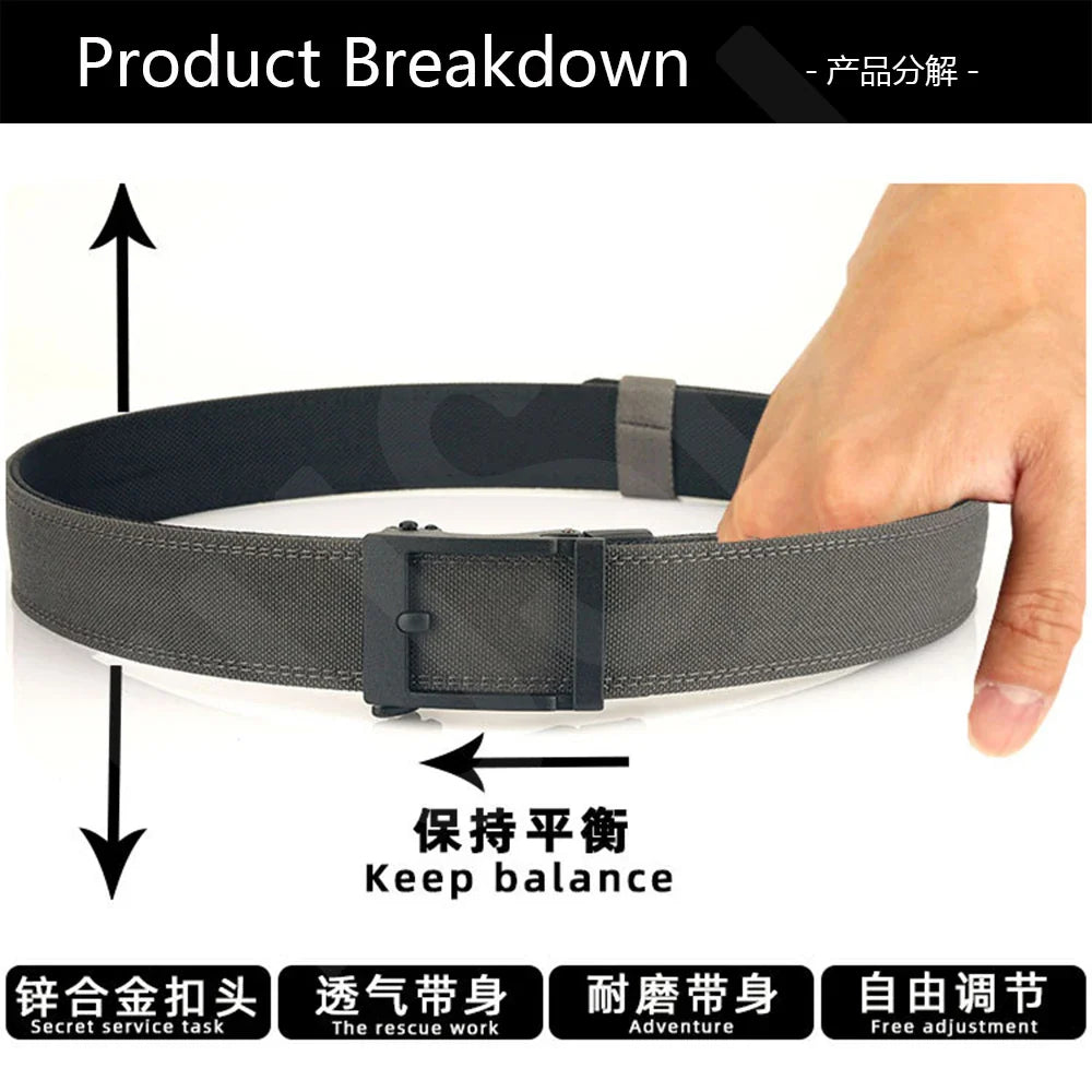 TUSHI New 140CM Hard Tactical Belt for Men Metal Automatic Buckle IPSC Gun Belt Nylon Military Belt Outdoor Sports Girdle Male