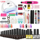 Nail Art Acrylic Nail Polish Set with UV LED Nail Art Lamp Nail Polish Polish Gel Set Semi-Permanent Varnish Nail Art Tool Kit