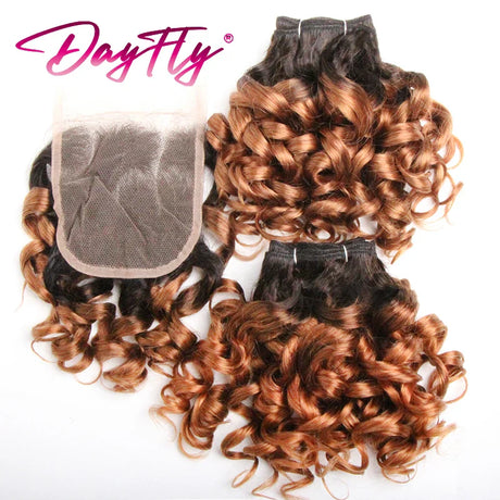 Hair Bundles With Closure Natural Brazilian Hair Weave Bundles With Closure 4x4 Short Ombre Loose Wave Bundles With Lace Closure