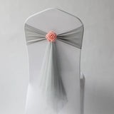 10pcs/lot Stretch Organza Chair Sash with Rose Ball Wedding Decoration Spandex Artifical Flower Fit All Birthday Party Show