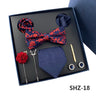 Men's Tie Set Gift Box Fashion Brand Bowtie Pocket Squares Brooch Cufflinks Clip Suit For Men Business Necktie Wedding Party Tie